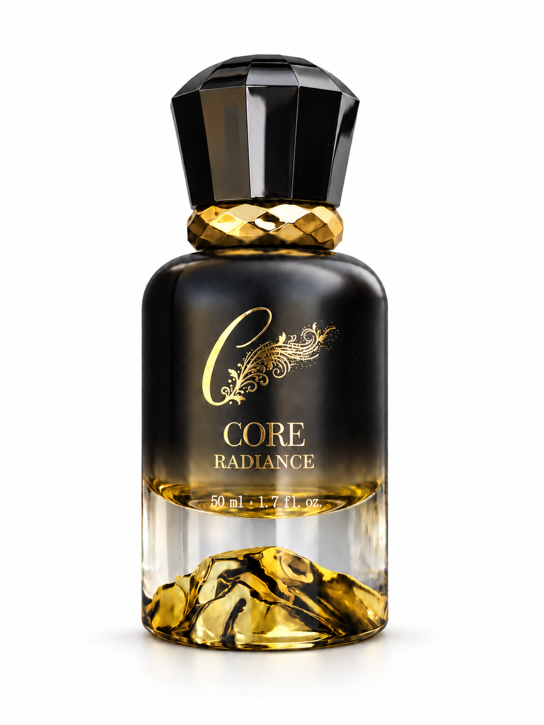 CORE Radiance bottle CORE Radiance Extrait de Parfum bottle on a white background