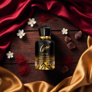 Core Radiance perfume bottle with saffron, jasmine and cedarwood