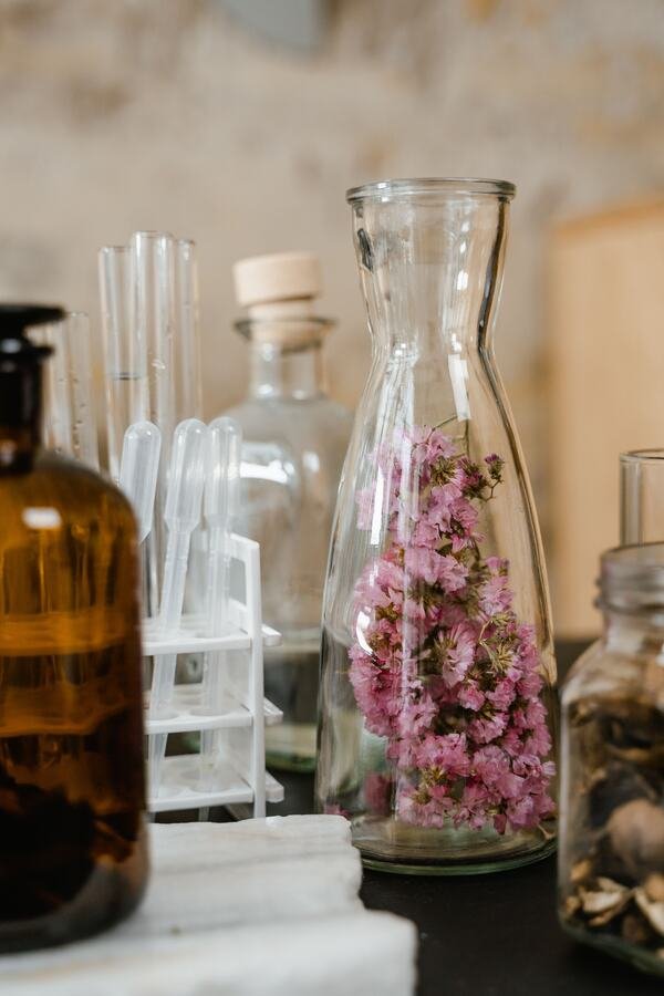 CORE perfume bottle with dried botanicals